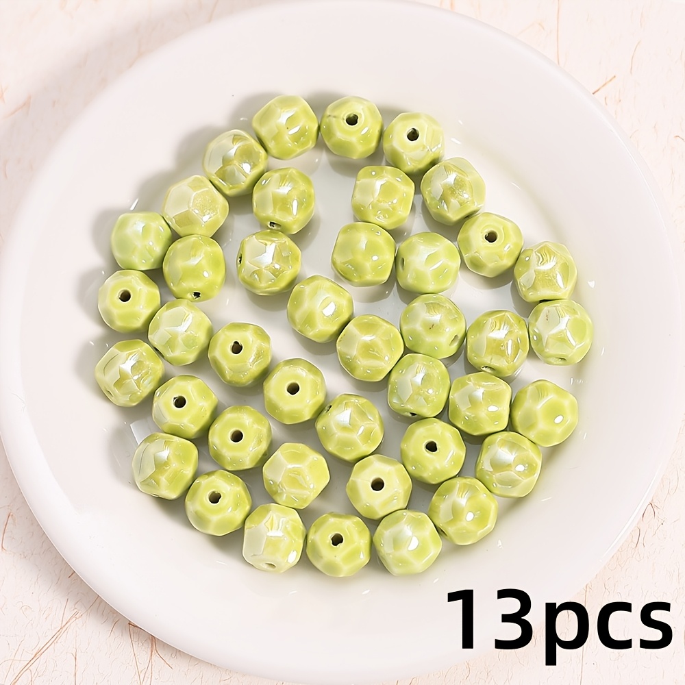 13pcs Ceramic Cut Face Round Beads for Handmade Jewellery Making